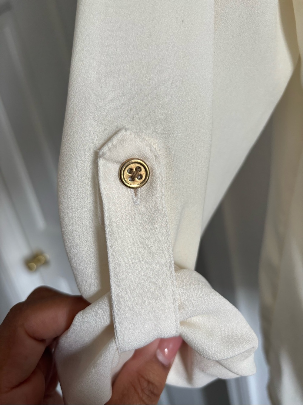 212 Collection Cream Button-Front Blouse - Picture 4 of 6